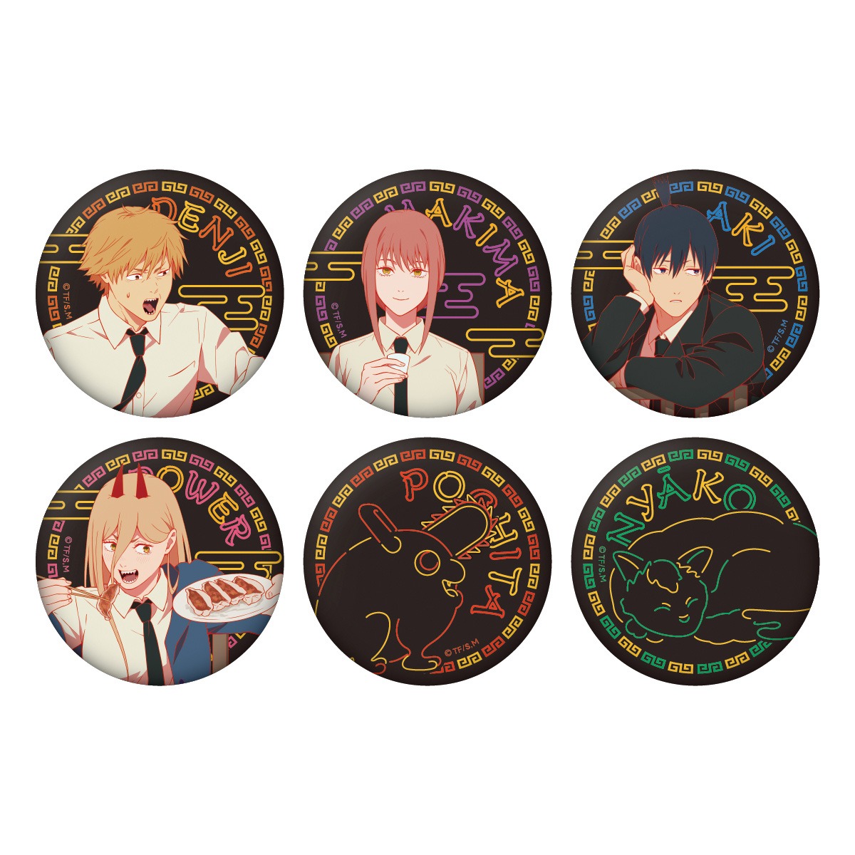 「これはワシのじゃ！中華ルーレット」景品の56mm缶バッジ。