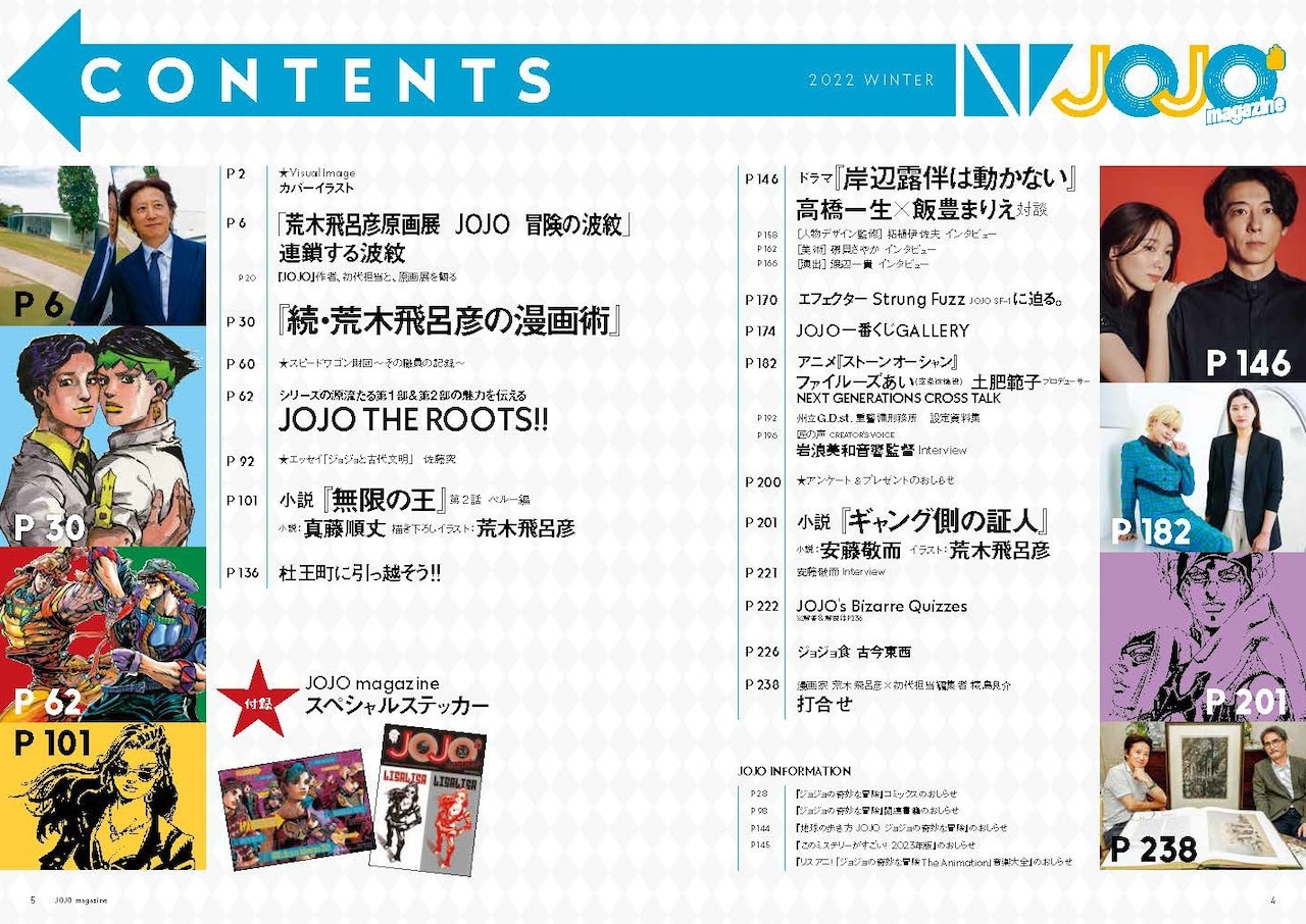 JOJO magazine 2022 WINTER」ステッカー2枚組(c)荒木飛呂彦&LUCKY LAND