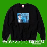 「チェンソーマンｘMANGART BEAMS アキ_crew sweat」
