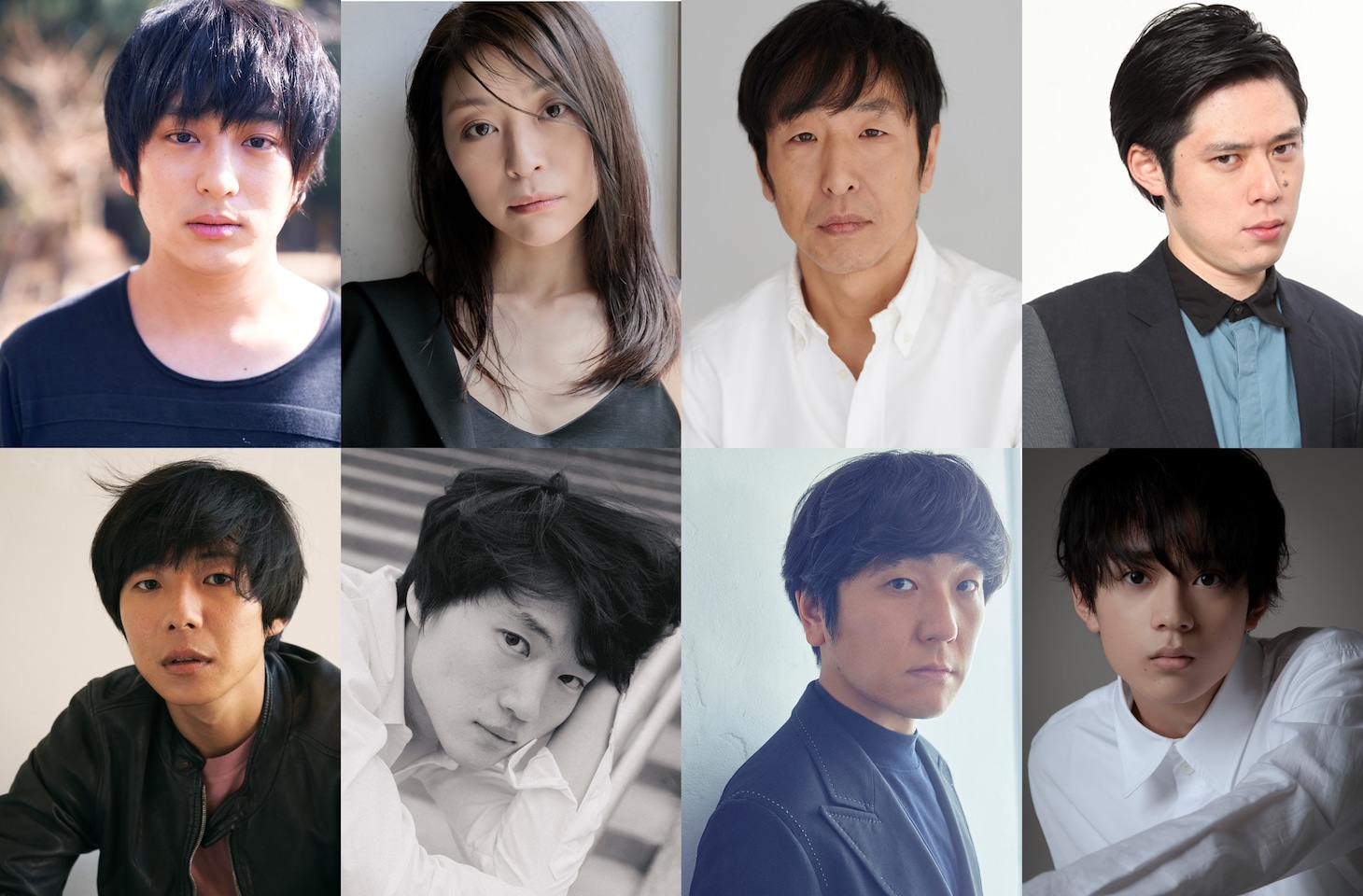 上段左から古舘佑太郎、内田慈、黒田大輔、好井まさお。下段左から水間ロン、金井浩人、本多力、水沢林太郎。