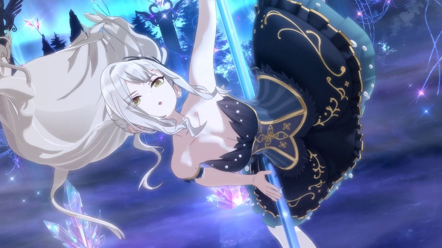 アニメ「ポールプリンセス!!」御子白ユカリのポールダンスショームービーより。
