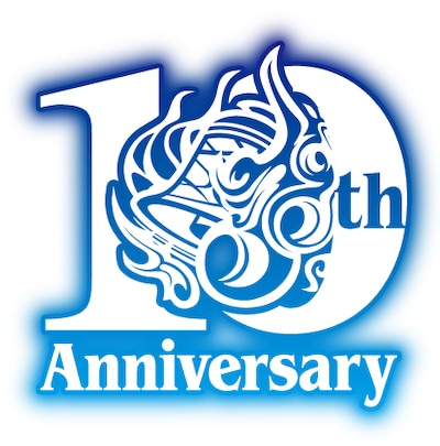 「ダンジョンに出会いを求めるのは間違っているだろうか」の原作シリーズ10周年記念ロゴ。