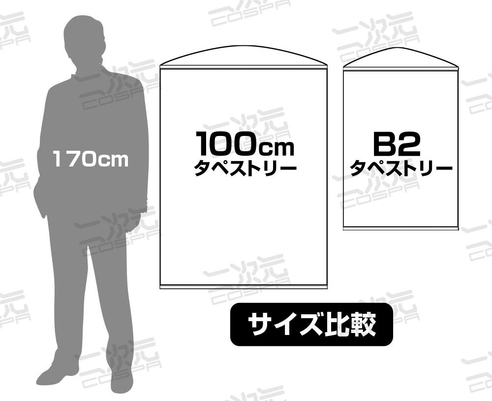 タペストリーのサイズイメージ画像。