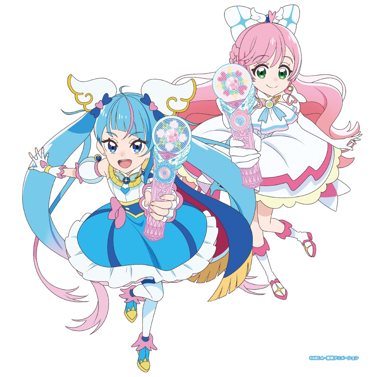 「変身スカイミラージュ」を使うプリキュア。