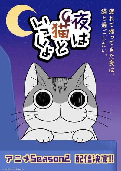 アニメ「夜は猫といっしょ」Season2のメインビジュアル。 (c)キュルZ・KADOKAWA／夜は猫といっしょ