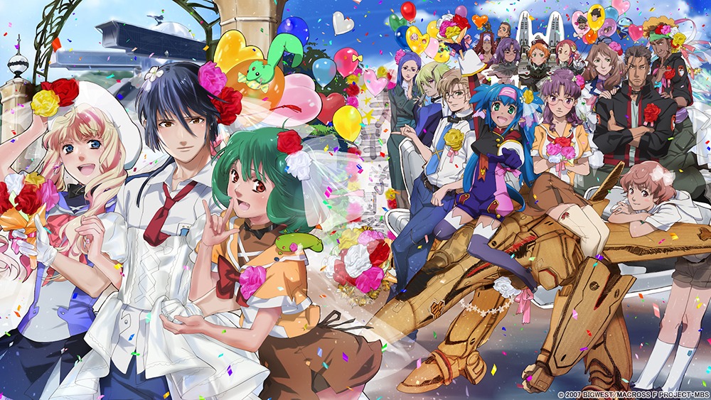 「マクロスF Blu-ray Box」の描き下ろし収納ケースのイラスト。