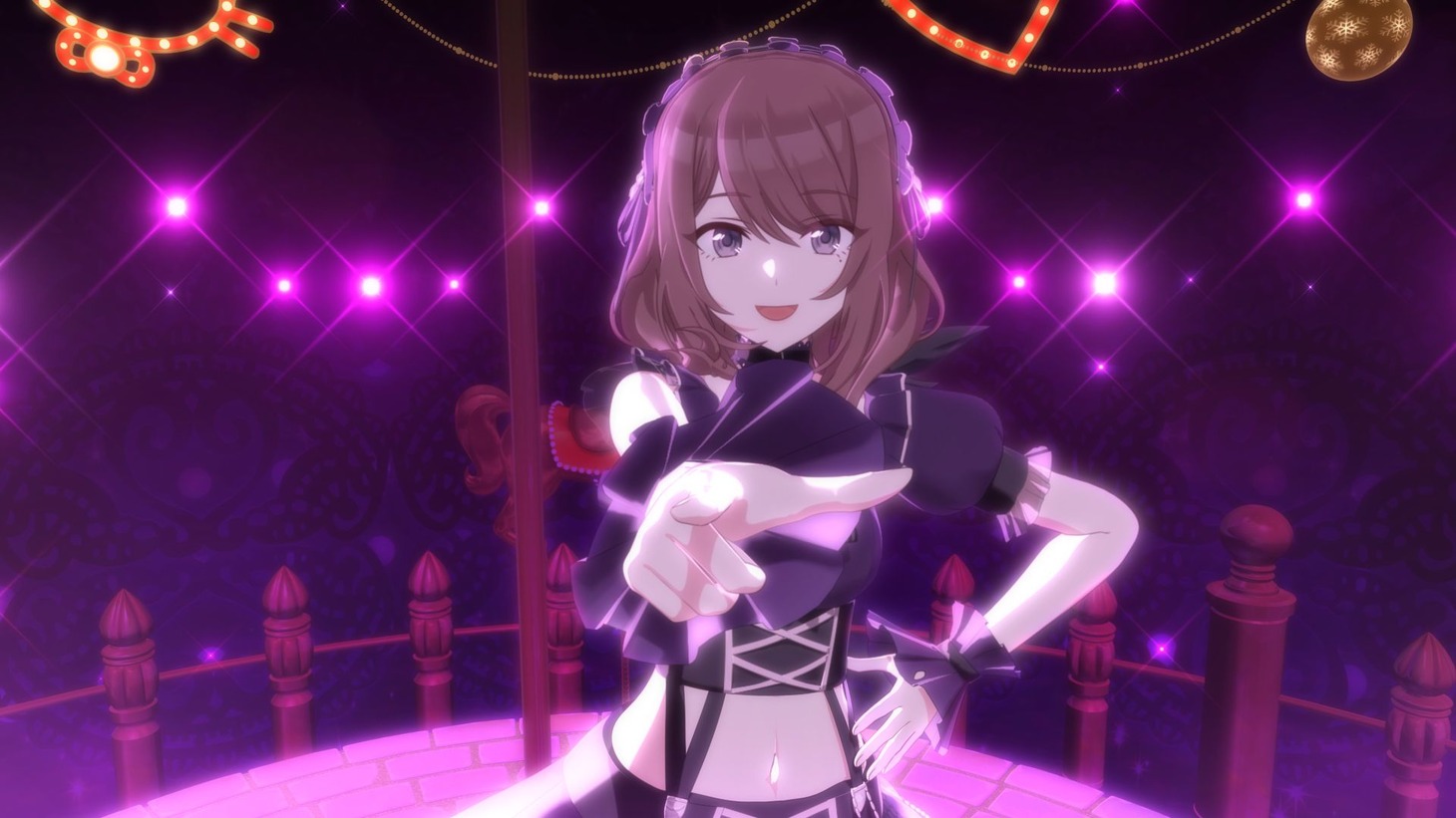 アニメ「ポールプリンセス!!」紫藤サナのポールダンスショームービーより。