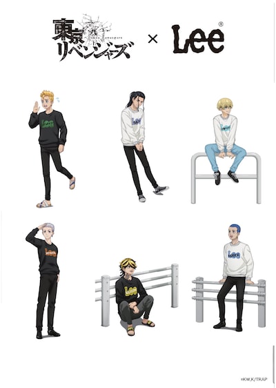 各キャラクターがコラボスウェットを着用した描き下ろしイラスト。