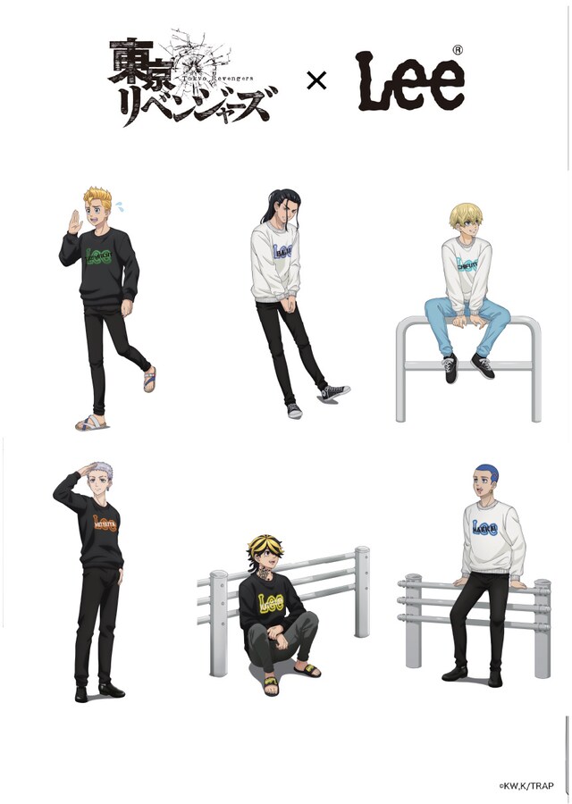各キャラクターがコラボスウェットを着用した描き下ろしイラスト。