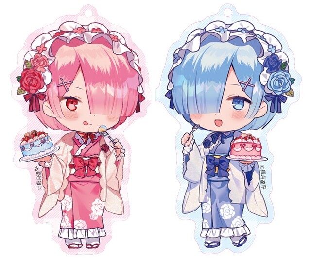 「ラム＆レム ペアアクリルキーホルダー」のデザイン。