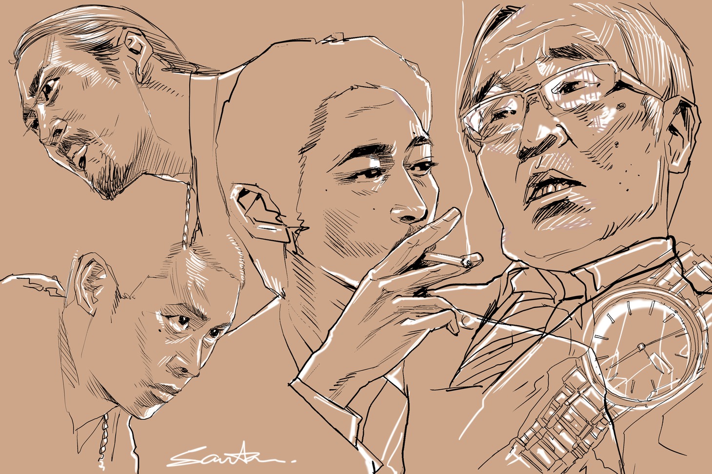 井上三太による、映画「Sin Clock」の描き下ろしイラスト。