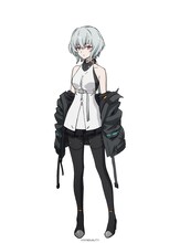 ノワール（CV：古賀葵）。永い眠りから覚めた、過去の記憶を失っているメイガス。ちゃんと服が着られなかったり、すぐにコケたりする「ポンコツ」の反面、なぜかクレイドルコフィンでの戦闘では非常に高い能力を発揮する。