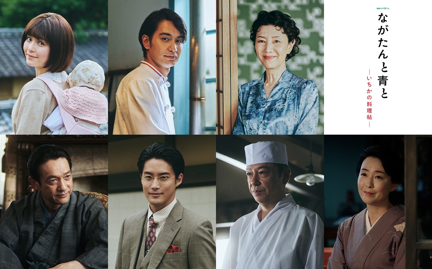 上段左より久間田琳加扮する山口鈴音、中村蒼扮する田嶋明丞、戸田恵子扮する丸川町子。下段左より飯田基祐扮する山口茂、白石隼也扮する山口縁、板尾創路扮する戸川幸宏、床嶋佳子扮する桑乃木愛子。