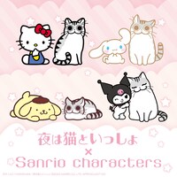 「夜は猫といっしょ」とサンリオキャラクターズのコラボビジュアル。