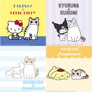「夜は猫といっしょ」とサンリオキャラクターズのコラボペアビジュアル。
