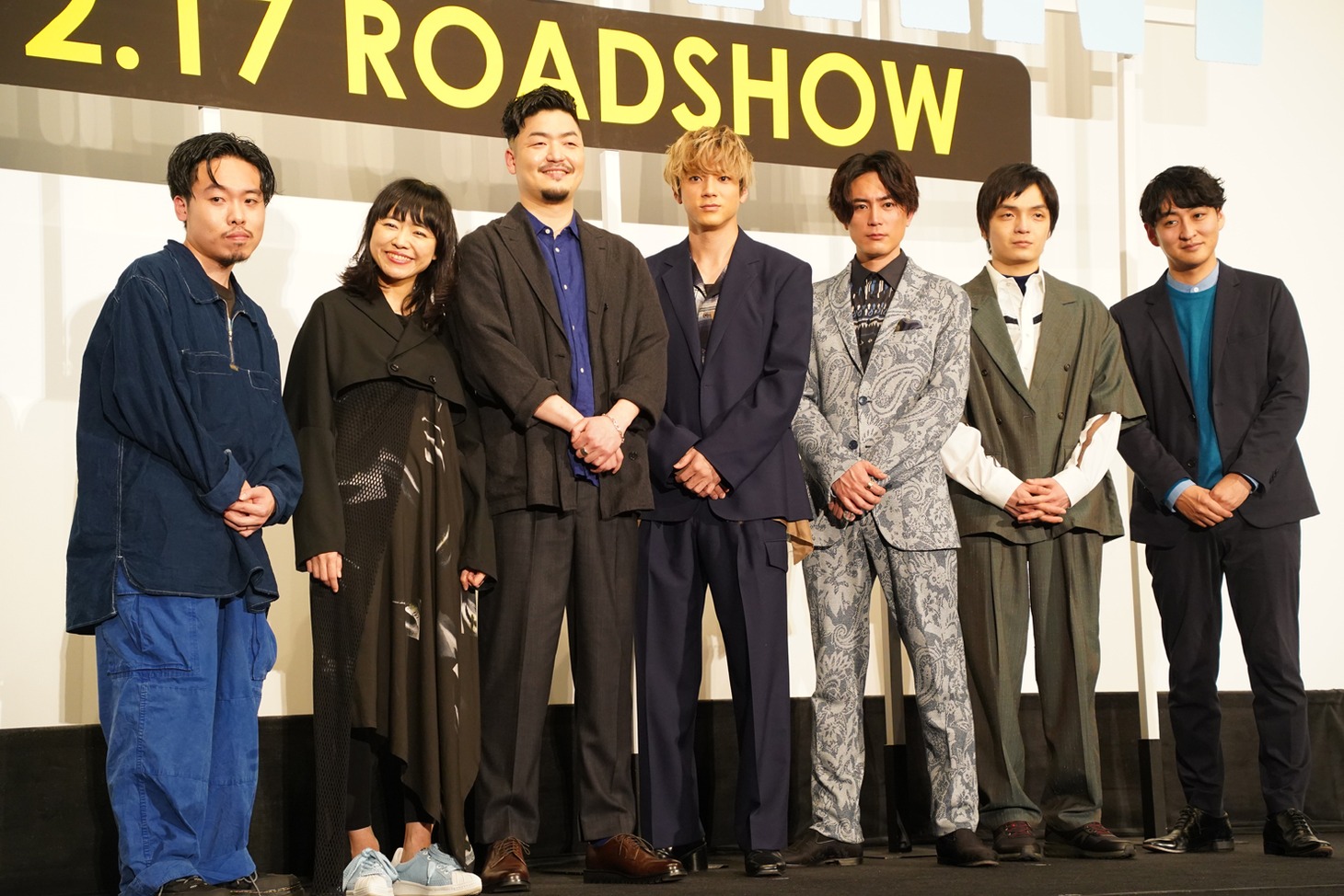 左から石若駿、上原ひろみ、馬場智章、山田裕貴、間宮祥太朗、岡山天音、立川譲監督。
