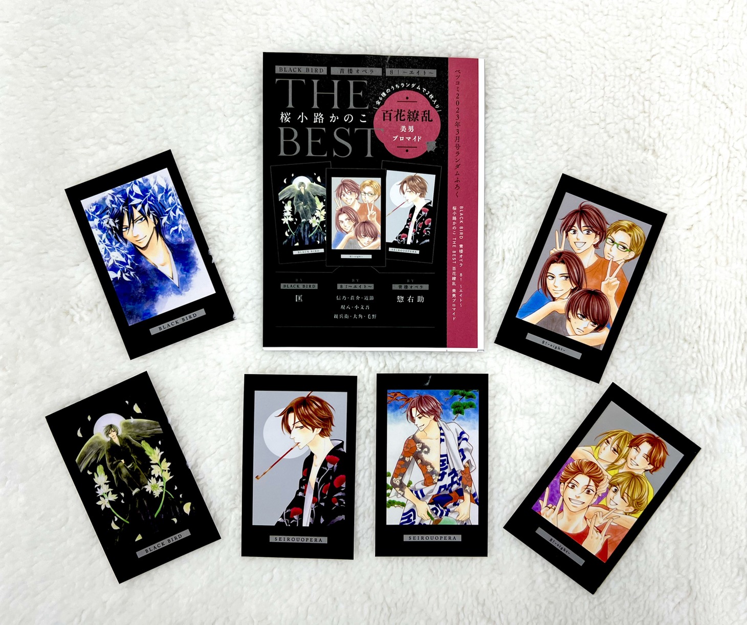 「桜小路かのこTHE BEST 百花繚乱 美男ブロマイド」のラインナップ。
