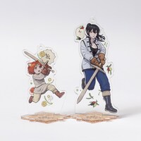 「女騎士とケモミミの子」のノアとオリビアのアクリルスタンドキーホルダー。
