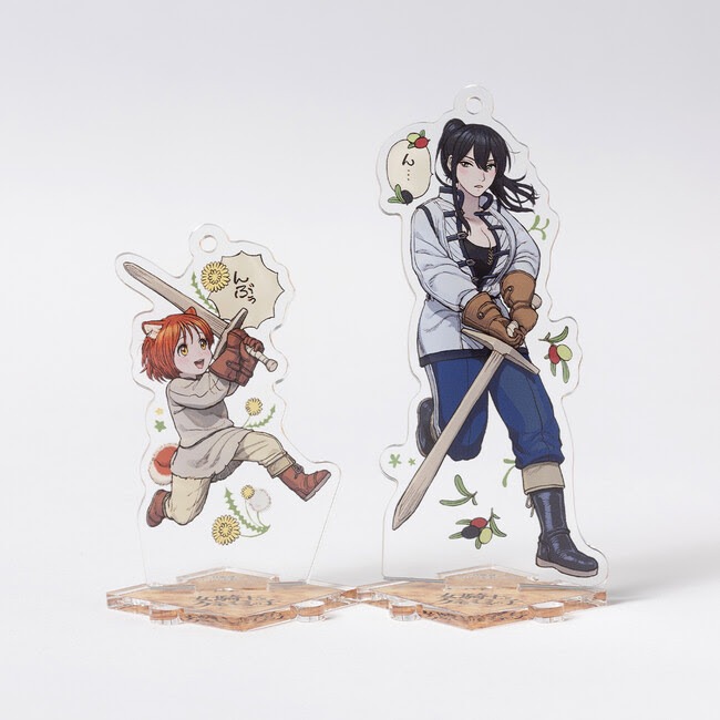 「女騎士とケモミミの子」のノアとオリビアのアクリルスタンドキーホルダー。