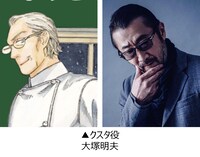 クスタ（左）と大塚明夫（右）。