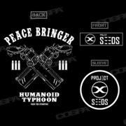 「ピースブリンガー ファティーグジャケット（BLACK）」のプリント。