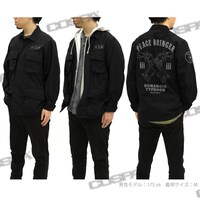 「ピースブリンガー ファティーグジャケット（BLACK）」の着用写真。