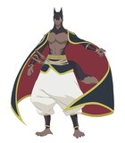 グレイプニル（CV：水中雅章）。亡国の幻狼軍リーダーであるフェンリルの右腕的存在。黒い毛並みの狼に似た姿をしているが、左目に大きな傷がある。 (c)友藤 結・白泉社／「贄姫と獣の王」製作委員会