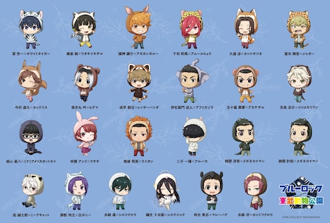 動物パーカーを被った「ブルーロック」キャラクターの描き下ろしイラスト。