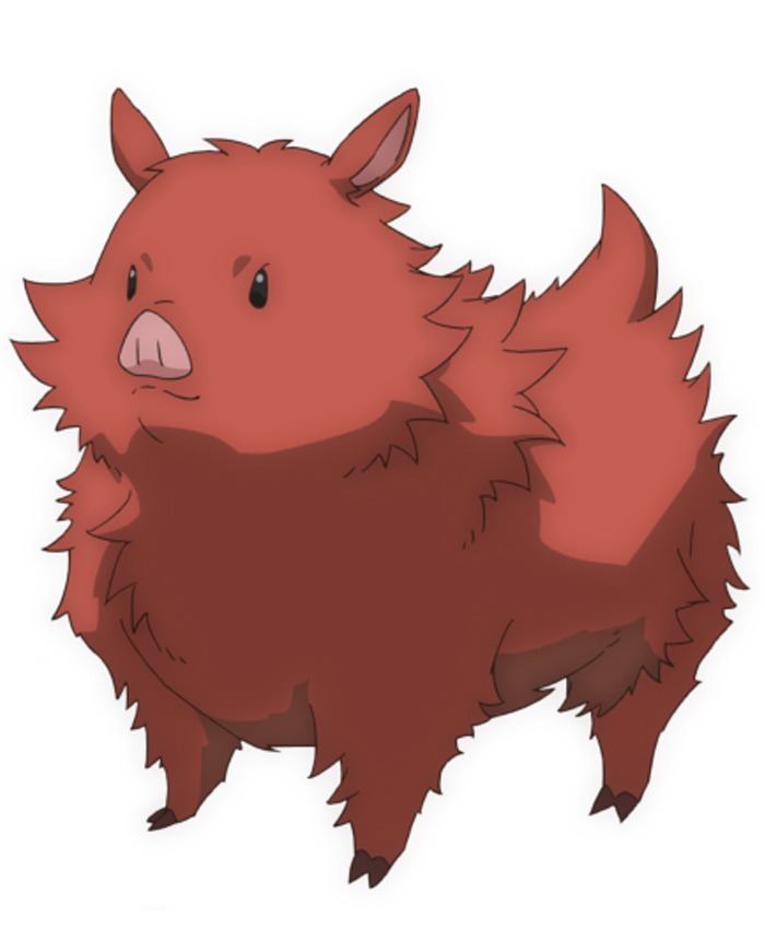 アカツキ（CV：井口裕香）。「大魔境」 でも稀少な魔獣である孟槐の子供。マイペースな性格で、偶然にも優夜にテイムされ、新たな彼の家族となる。あくまで孟槐であり、ブタと呼ばれると怒る。