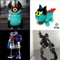 先着販売のアートホビーの一例。左上からKAGEMARU DESIGNS、KAMAKIRI、CLAYMAN、GYAROMIによるもの。