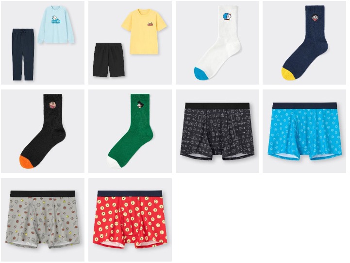 GUの「ドラえもん」スペシャルコレクションより、メンズアイテム。