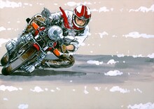 「バリバリ伝説」Blu-ray早期購入特典の「しげの秀一先生イラストA4クリアファイル」。