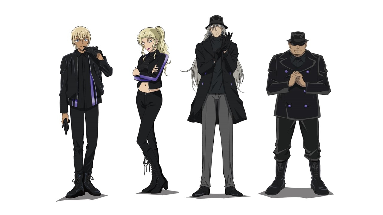 劇場版「名探偵コナン 黒鉄の魚影（サブマリン）」黒鉄ビジュアル。左からバーボン、ベルモット、ジン、ウォッカ。
