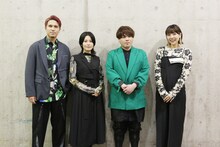 「GAMERA -Rebirth-」ステージイベントの登壇者。左から木村昴、金元寿子、松岡禎丞、豊崎愛生。