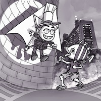 青山剛昌×尾田栄一郎対談完全版用の尾田描き下ろし扉絵。 (c)尾田栄一郎/集英社