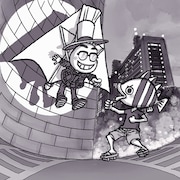 青山剛昌×尾田栄一郎対談完全版用の尾田描き下ろし扉絵。 (c)尾田栄一郎/集英社