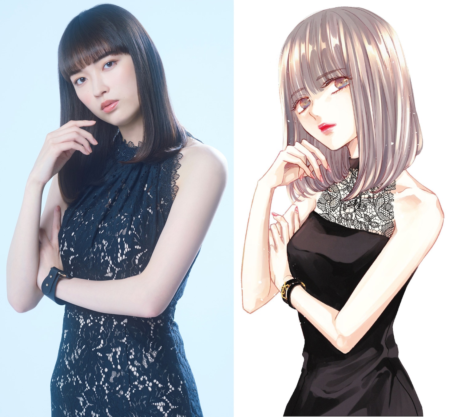 左から茅島みずき扮する留奈、留奈のイラスト。(c)「明日、私は誰かのカノジョ」製作委員会・MBS