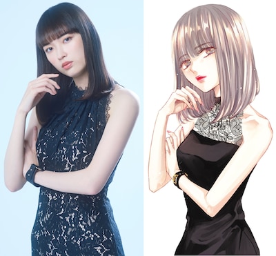 左から茅島みずき扮する留奈、留奈のイラスト。(c)「明日、私は誰かのカノジョ」製作委員会・MBS