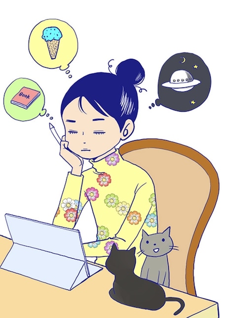 神尾葉子の自画像イラスト。 (c)神尾葉子/集英社