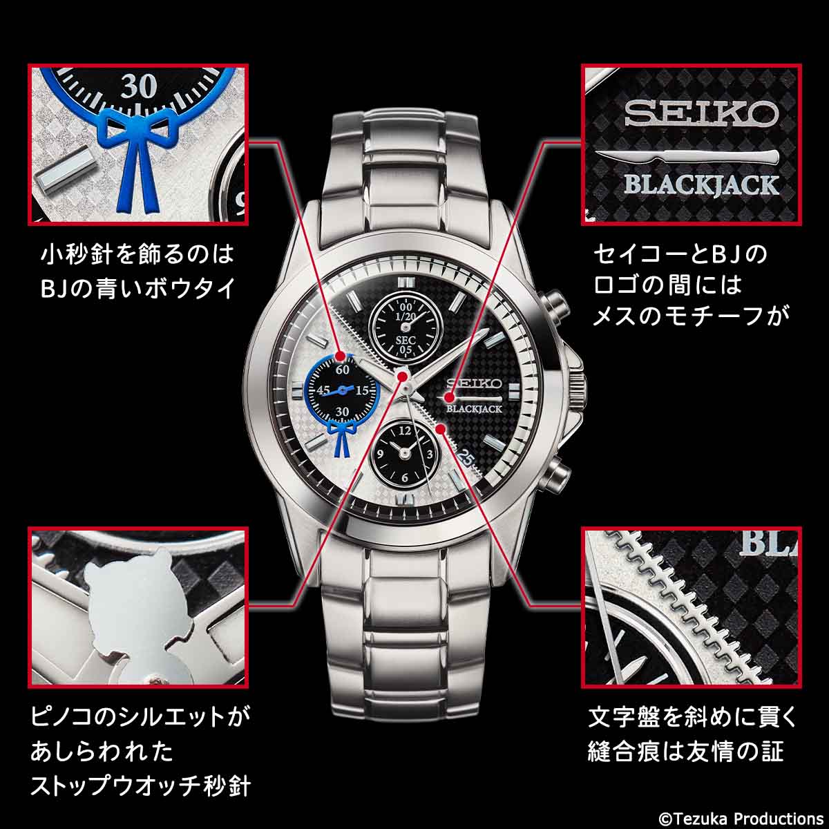 「セイコー ブラック・ジャック 50周年記念ウオッチ」のデザイン。