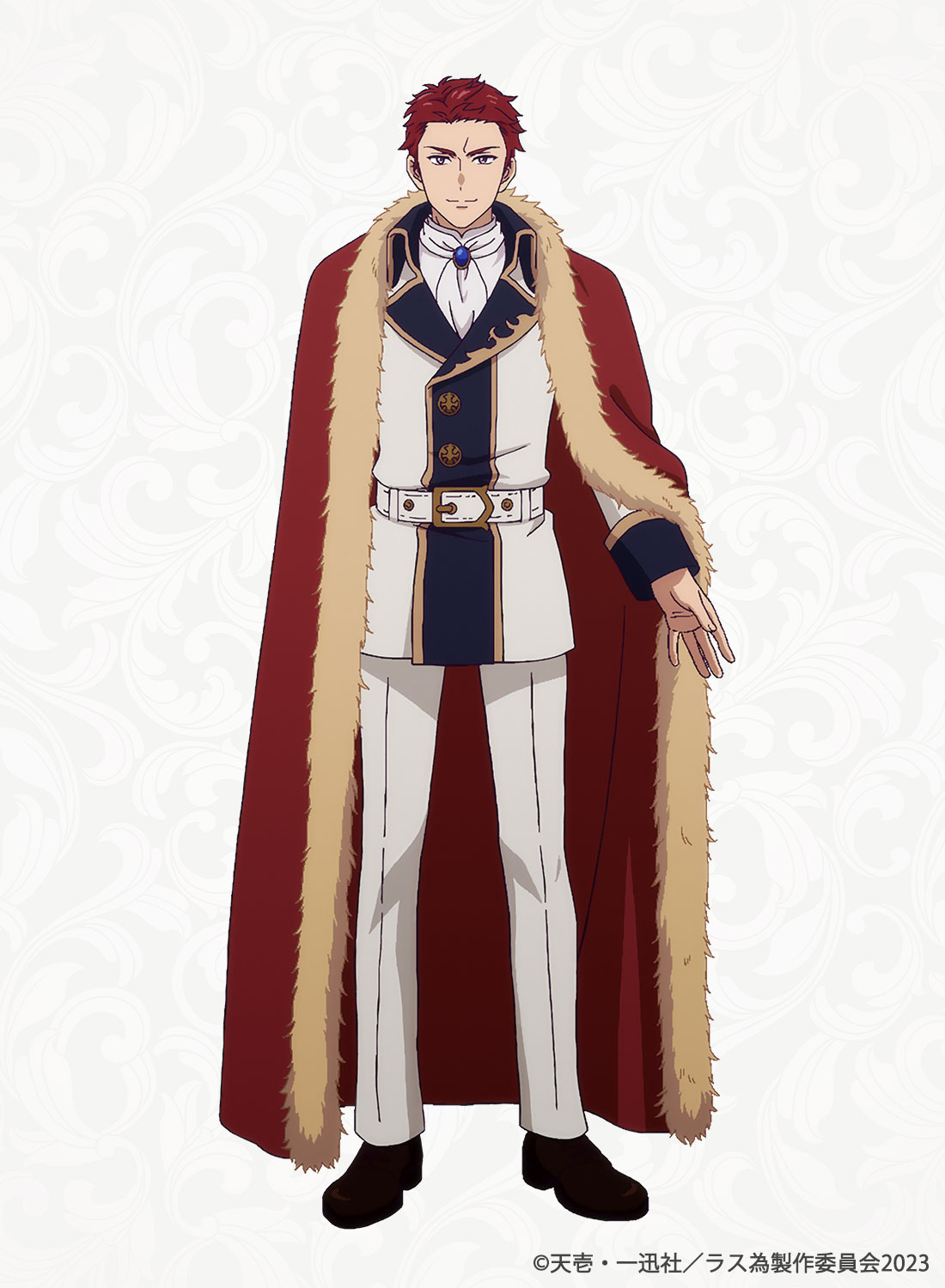 アルバート（CV：森川智之）。プライドの父で、フリージア王国の王配（女王の配偶者）。常に眉間に皺を寄せた、厳格な印象とは裏腹に、とても優しく、そして時に厳しく、プライドへ愛情を注いでいる。 (c)天壱・一迅社／ラス為製作委員会2023