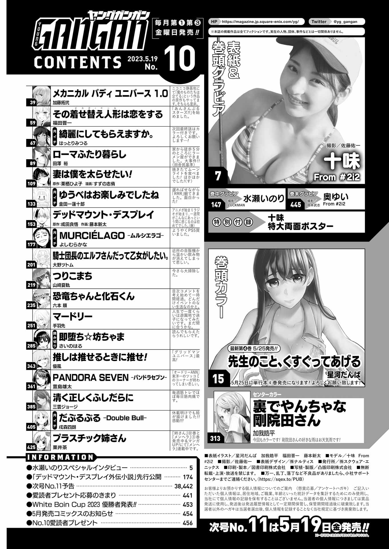 ヤングガンガン10号目次ページ