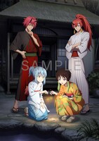 劇場アニメ「劇場版 転生したらスライムだった件 紅蓮の絆編」Blu-rayの店舗別購入特典として、アニメイトでもらえる「描き下ろしイラスト使用B2タペストリー（有償）」と「描き下ろしイラスト使用アクリルスタンド4体セットつき」用イラスト。