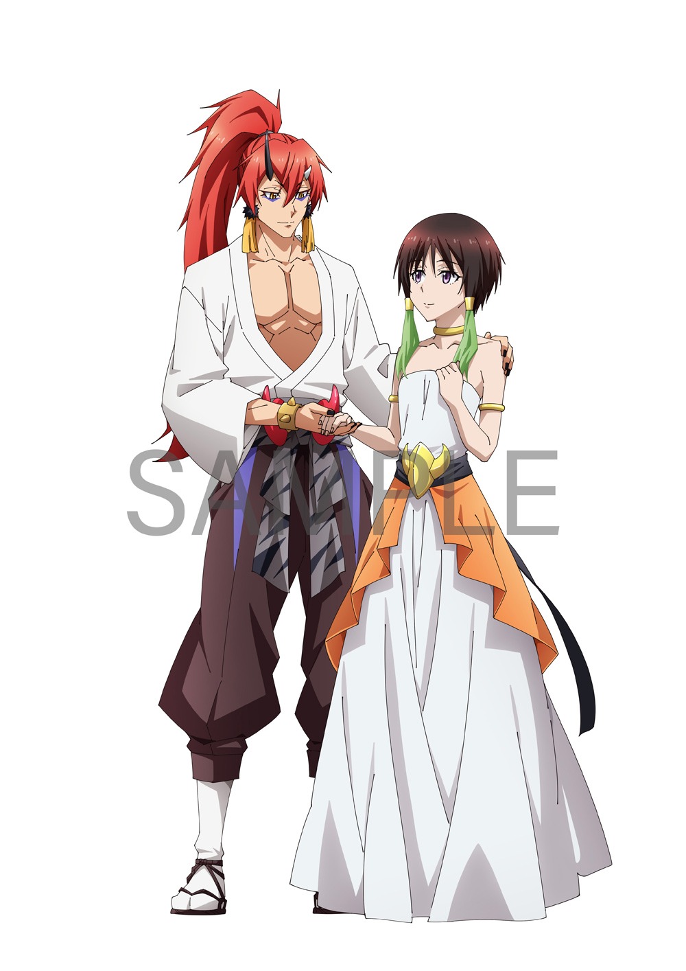 劇場アニメ「劇場版 転生したらスライムだった件 紅蓮の絆編」Blu-rayの店舗別購入特典として、Amazon.co.jpでもらえる「描き下ろしイラスト使用キャラファインマット」用イラスト。
