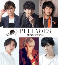 新プロジェクト発表会の登壇者。上段左から佐藤拓也、伊東健人、小野友樹。下段左から鈴木崚汰、江口拓也、岡本信彦。