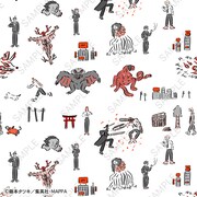 TVアニメ「チェンソーマン」と、イラストレーター・鬼頭祈がコラボしたボックスポーチのデザイン。