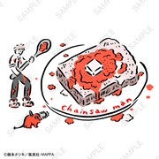 TVアニメ「チェンソーマン」と、イラストレーター・鬼頭祈がコラボしたビッグTシャツのデザイン。