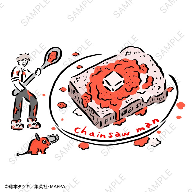TVアニメ「チェンソーマン」と、イラストレーター・鬼頭祈がコラボしたビッグTシャツのデザイン。