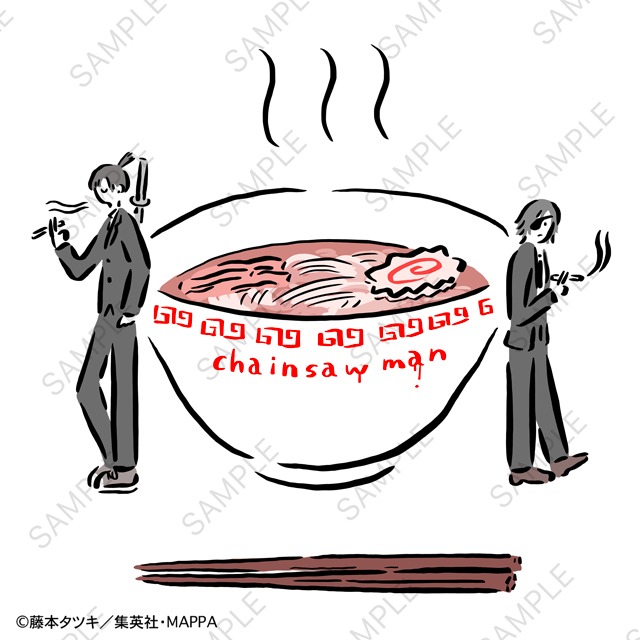 TVアニメ「チェンソーマン」と、イラストレーター・鬼頭祈がコラボしたビッグTシャツのデザイン。