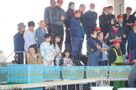 武田梨奈が漁港で競りを初見学。(c)新久千映/コアミックス (c)2023「ワカコ酒7」製作委員会